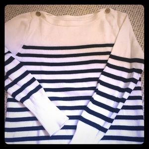J Crew boat neck sweater with button detail
